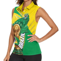 Personalized Brazil Football 2026 Women Sleeveless Polo Shirt Born for Glory Let Champions Rise