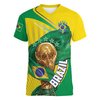 Personalized Brazil Football 2026 Women V-Neck T-Shirt Born for Glory Let Champions Rise