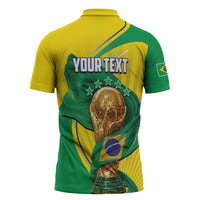 Personalized Brazil Football 2026 Zipper Polo Shirt Born for Glory Let Champions Rise