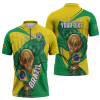 Personalized Brazil Football 2026 Zipper Polo Shirt Born for Glory Let Champions Rise