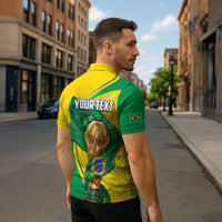Personalized Brazil Football 2026 Zipper Polo Shirt Born for Glory Let Champions Rise