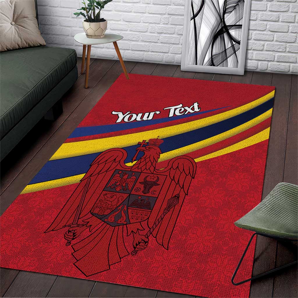 Personalized National Flag Of Romania Day Area Rug Coat of arms