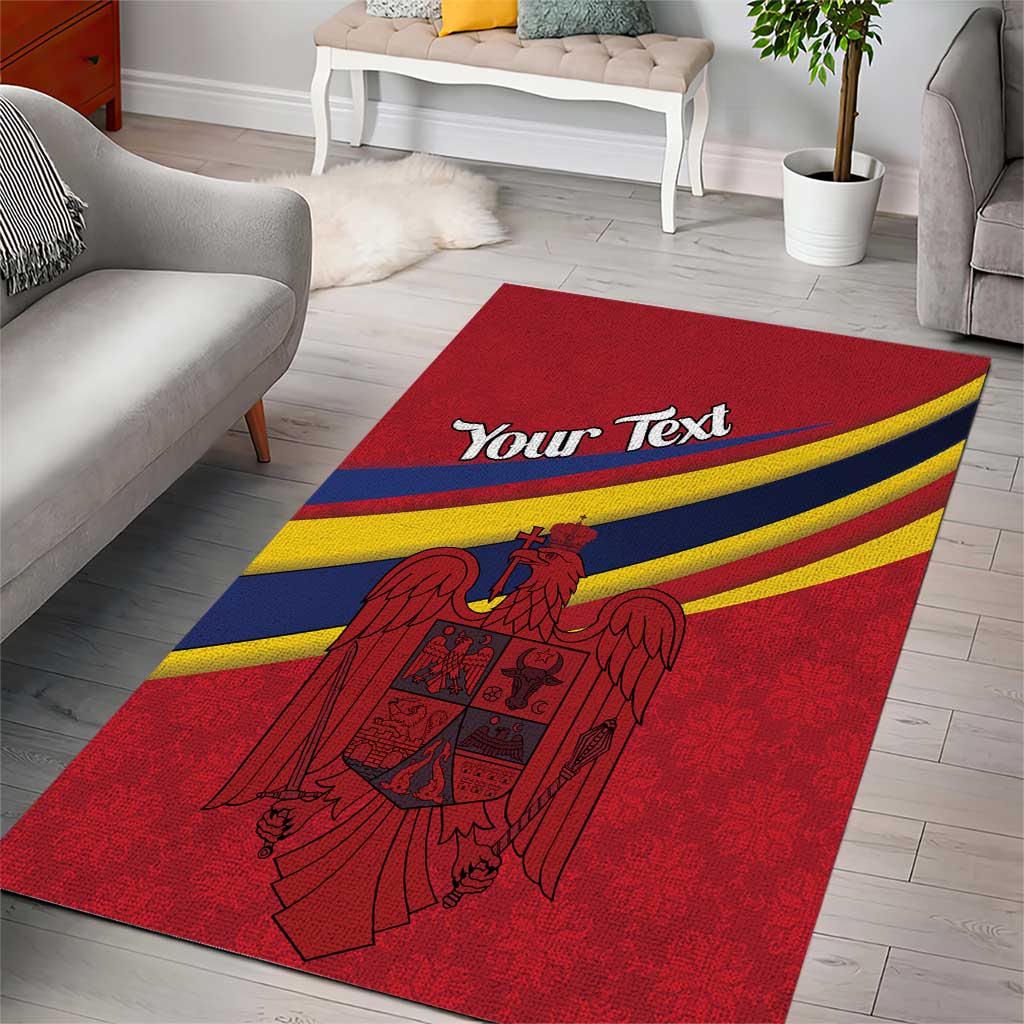 Personalized National Flag Of Romania Day Area Rug Coat of arms
