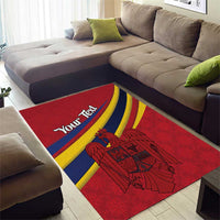 Personalized National Flag Of Romania Day Area Rug Coat of arms