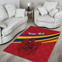 Personalized National Flag Of Romania Day Area Rug Coat of arms
