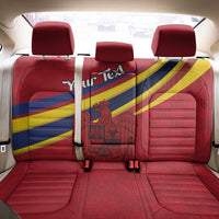 Personalized National Flag Of Romania Day Back Car Seat Cover Coat of arms