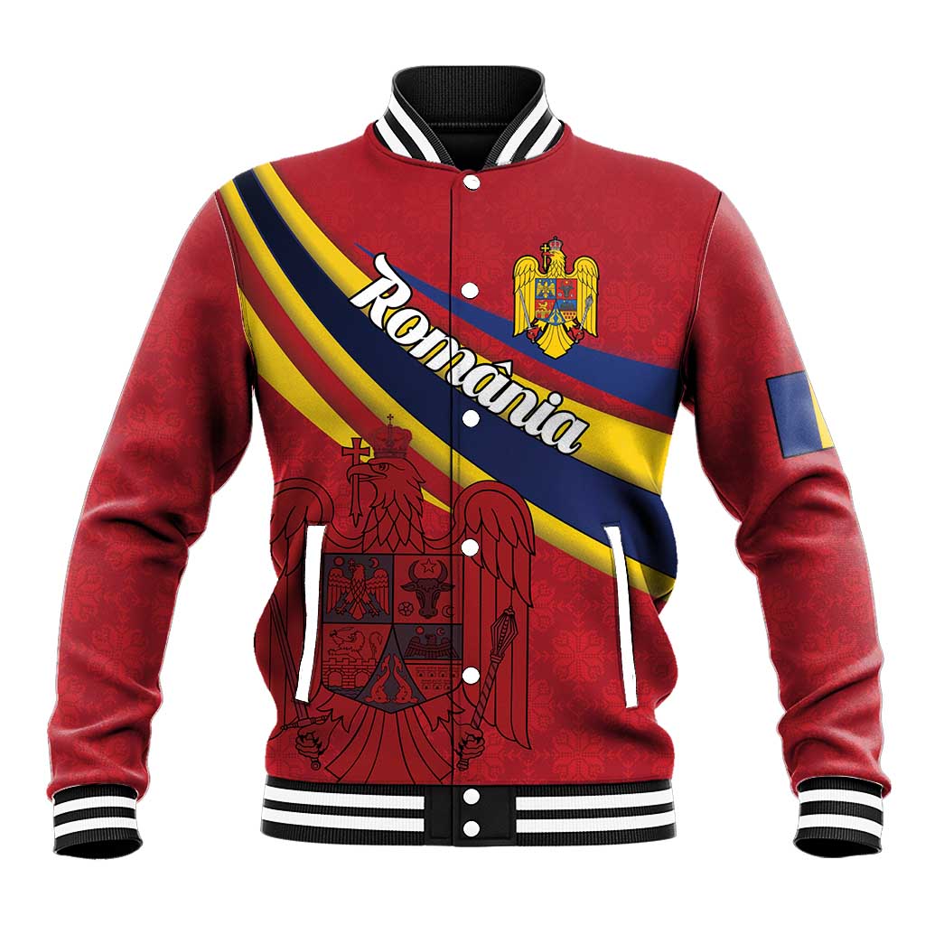 Personalized National Flag Of Romania Day Baseball Jacket Coat of arms