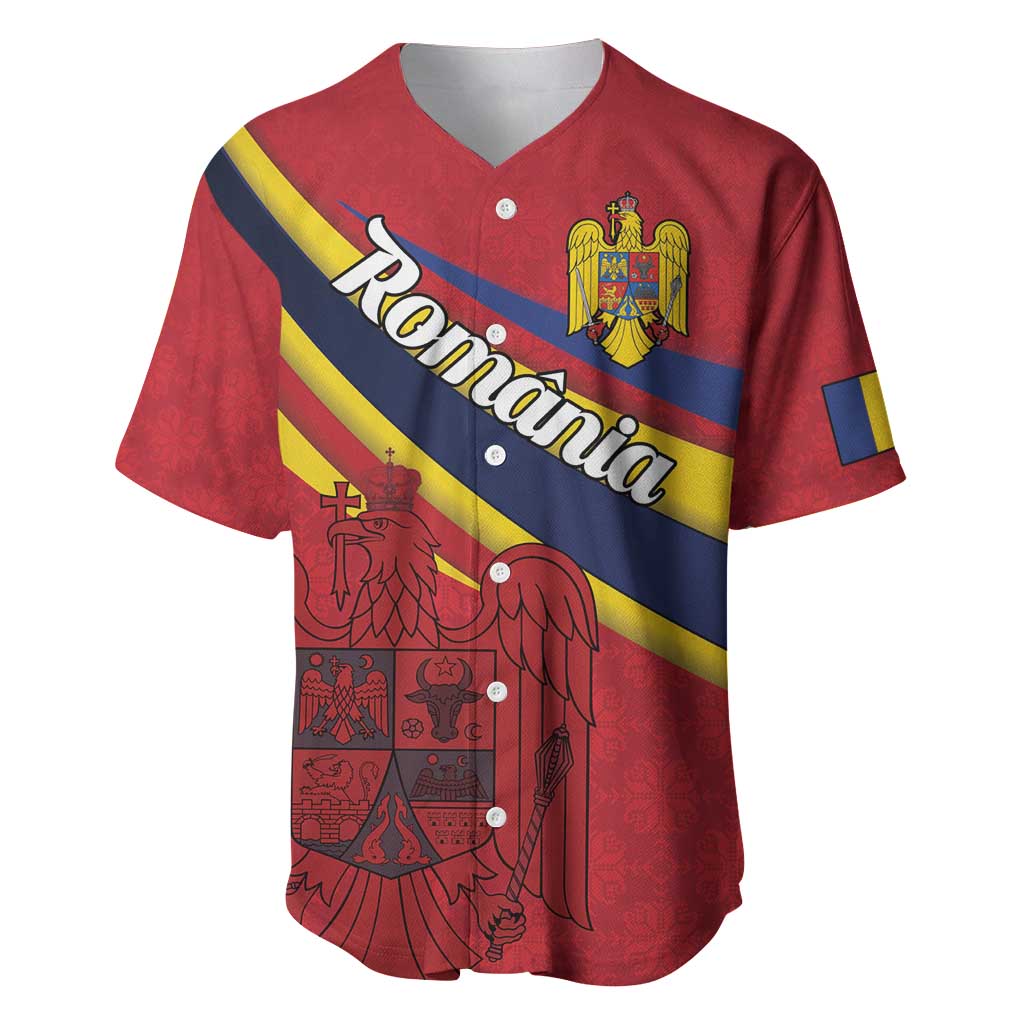 Personalized National Flag Of Romania Day Baseball Jersey Coat of arms