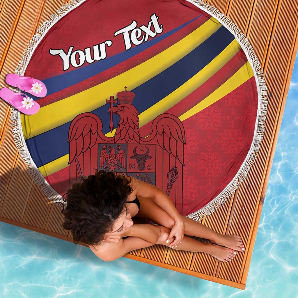 Personalized National Flag Of Romania Day Beach Blanket Coat of arms