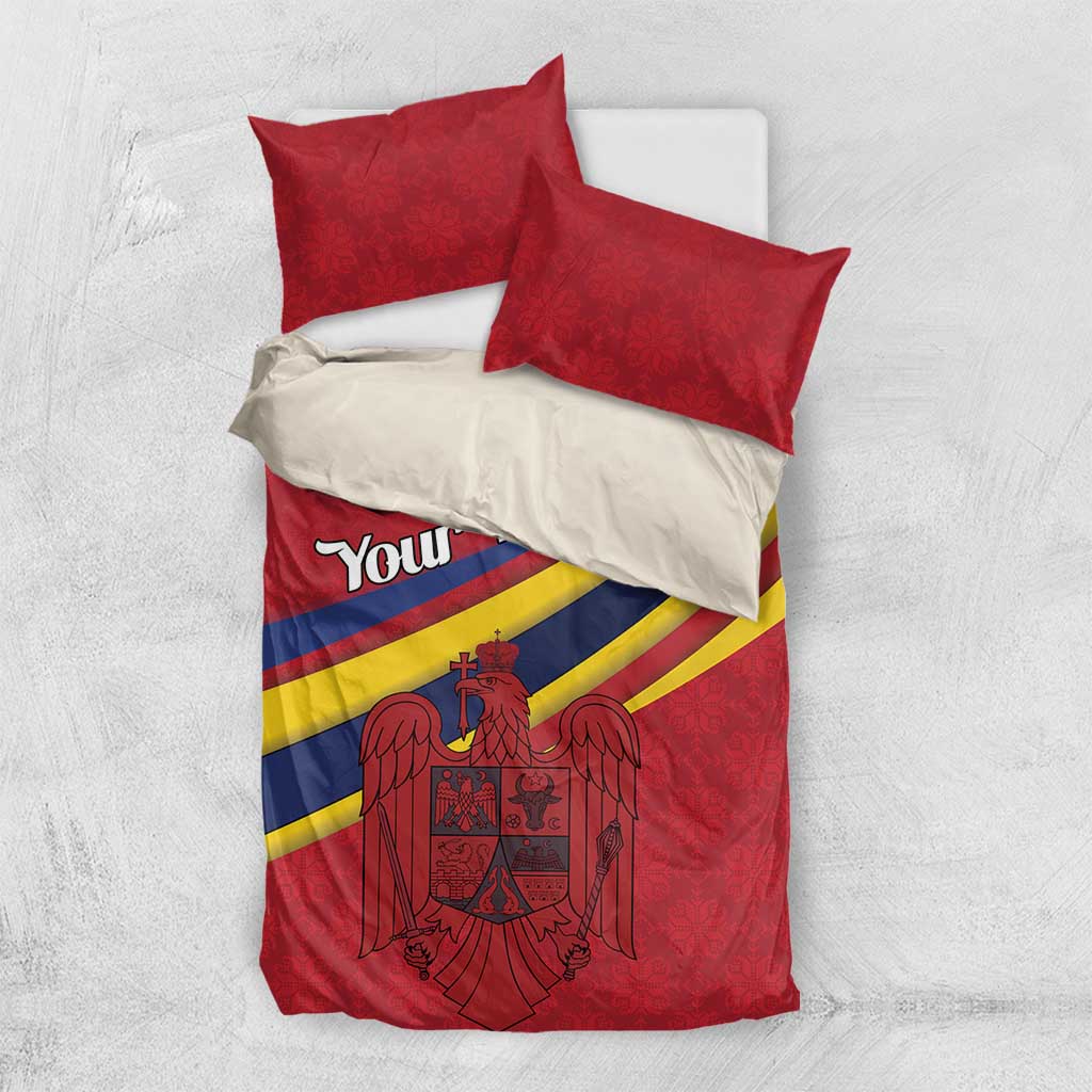 Personalized National Flag Of Romania Day Bedding Set Coat of arms