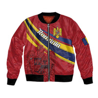Personalized National Flag Of Romania Day Bomber Jacket Coat of arms