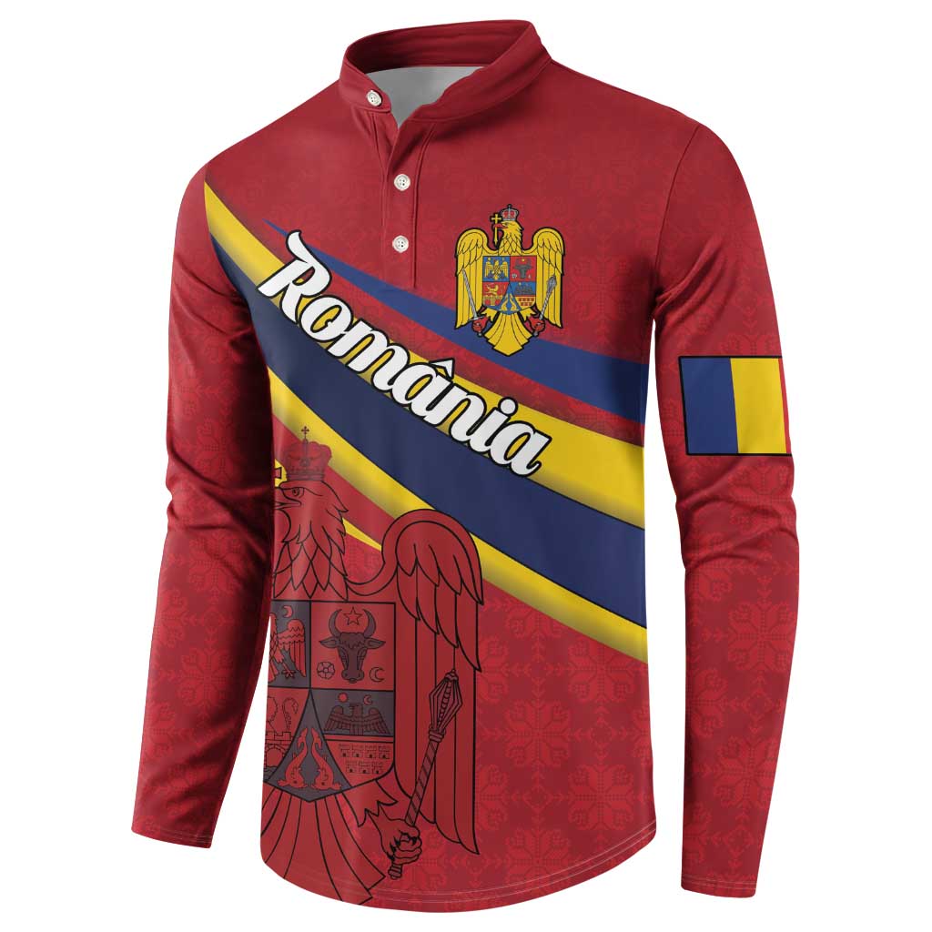 Personalized National Flag Of Romania Day Button Sweatshirt Coat of arms