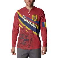 Personalized National Flag Of Romania Day Button Sweatshirt Coat of arms