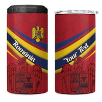 Personalized National Flag Of Romania Day 4 in 1 Can Cooler Tumbler Coat of arms