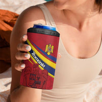 Personalized National Flag Of Romania Day 4 in 1 Can Cooler Tumbler Coat of arms
