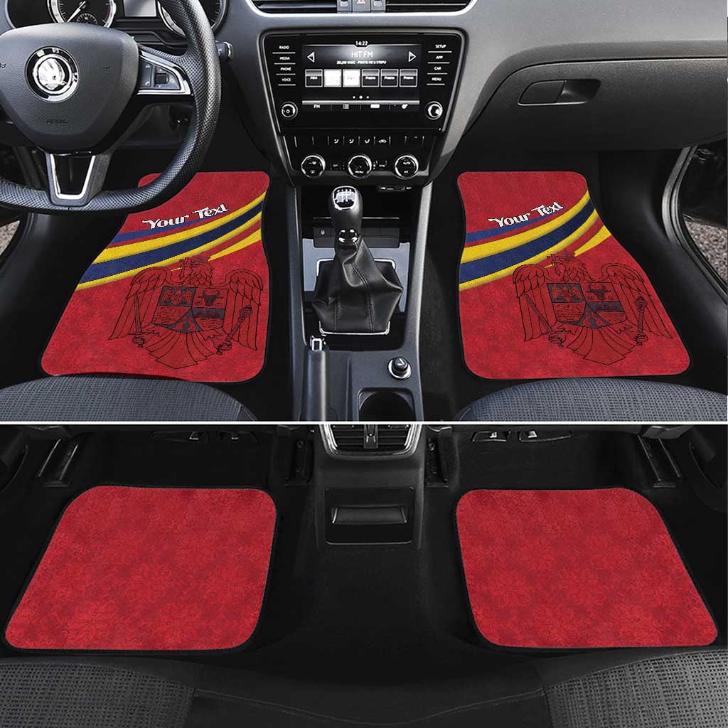 Personalized National Flag Of Romania Day Car Mats Coat of arms