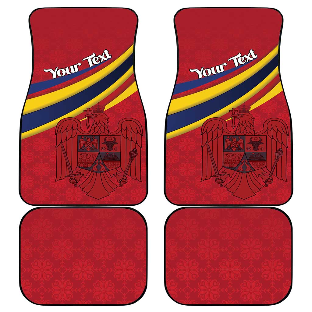 Personalized National Flag Of Romania Day Car Mats Coat of arms