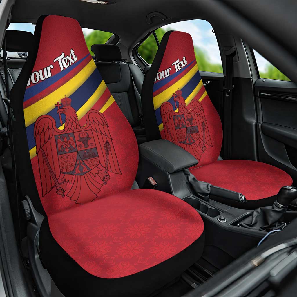 Personalized National Flag Of Romania Day Car Seat Cover Coat of arms