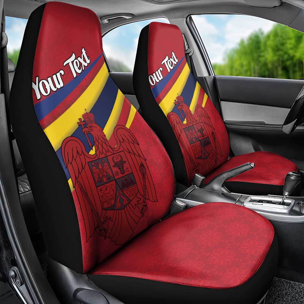 Personalized National Flag Of Romania Day Car Seat Cover Coat of arms