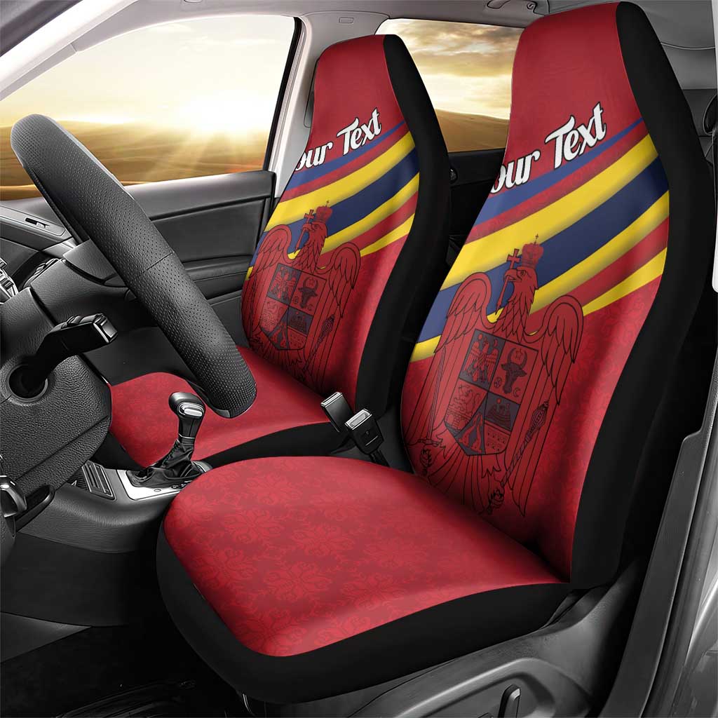Personalized National Flag Of Romania Day Car Seat Cover Coat of arms