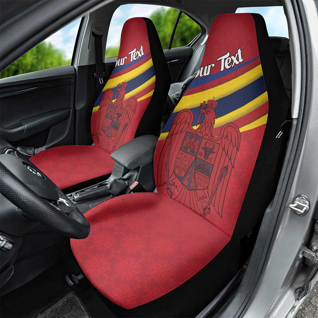 Personalized National Flag Of Romania Day Car Seat Cover Coat of arms