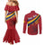 Personalized National Flag Of Romania Day Couples Matching Mermaid Dress and Long Sleeve Button Shirt Coat of arms
