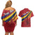 Personalized National Flag Of Romania Day Couples Matching Off Shoulder Short Dress and Hawaiian Shirt Coat of arms
