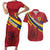Personalized National Flag Of Romania Day Couples Matching Short Sleeve Bodycon Dress and Hawaiian Shirt Coat of arms