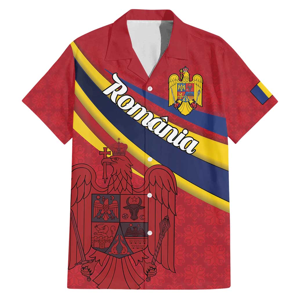 Personalized National Flag Of Romania Day Family Matching Mermaid Dress and Hawaiian Shirt Coat of arms