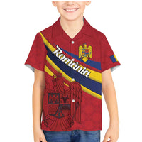 Personalized National Flag Of Romania Day Family Matching Mermaid Dress and Hawaiian Shirt Coat of arms