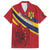 Personalized National Flag Of Romania Day Family Matching Off The Shoulder Long Sleeve Dress and Hawaiian Shirt Coat of arms