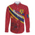 Personalized National Flag Of Romania Day Family Matching Off The Shoulder Long Sleeve Dress and Hawaiian Shirt Coat of arms