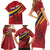 Personalized National Flag Of Romania Day Family Matching Short Sleeve Bodycon Dress and Hawaiian Shirt Coat of arms