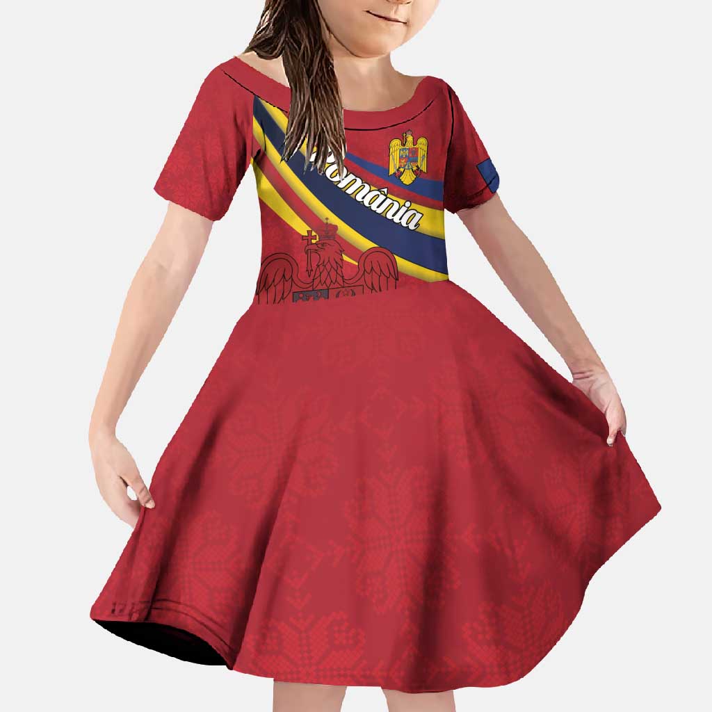 Personalized National Flag Of Romania Day Family Matching Summer Maxi Dress and Hawaiian Shirt Coat of arms