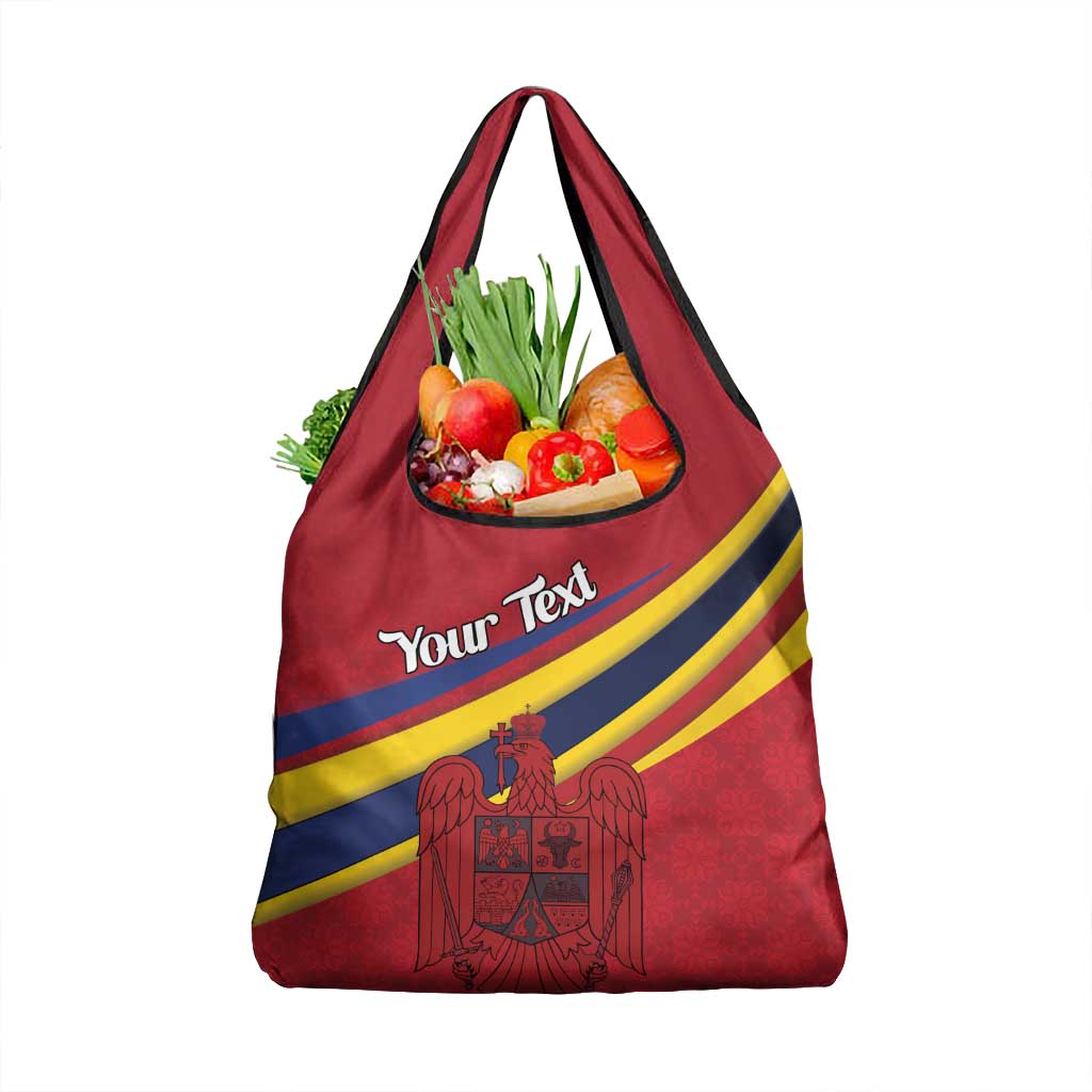 Personalized National Flag Of Romania Day Grocery Bag Coat of arms