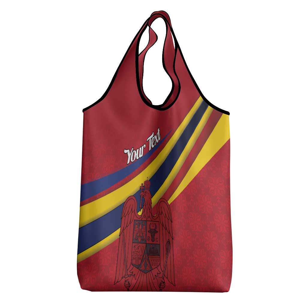 Personalized National Flag Of Romania Day Grocery Bag Coat of arms