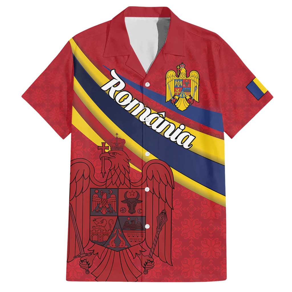 Personalized National Flag Of Romania Day Hawaiian Shirt Coat of arms