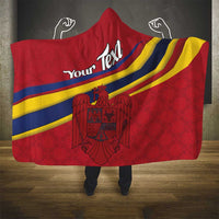 Personalized National Flag Of Romania Day Hooded Blanket Coat of arms