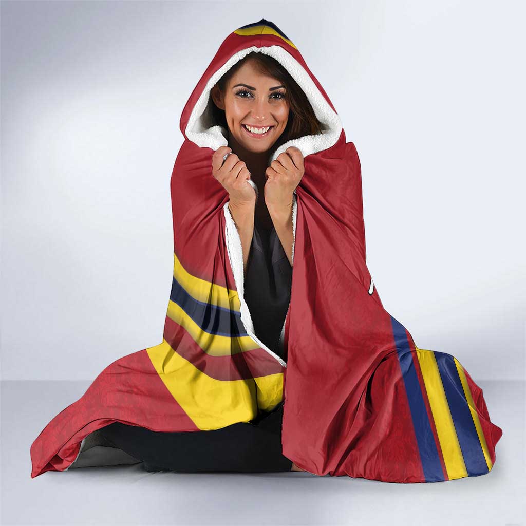 Personalized National Flag Of Romania Day Hooded Blanket Coat of arms