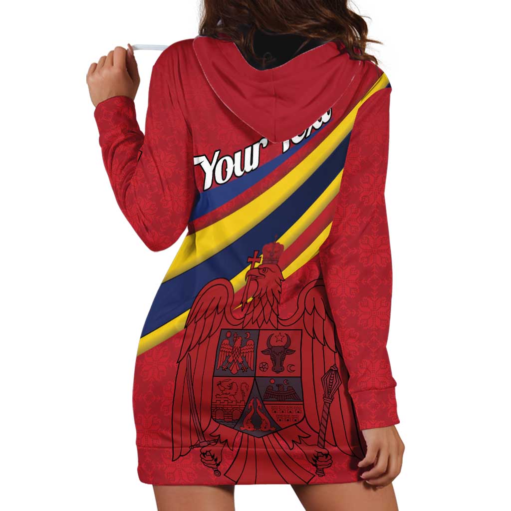 Personalized National Flag Of Romania Day Hoodie Dress Coat of arms