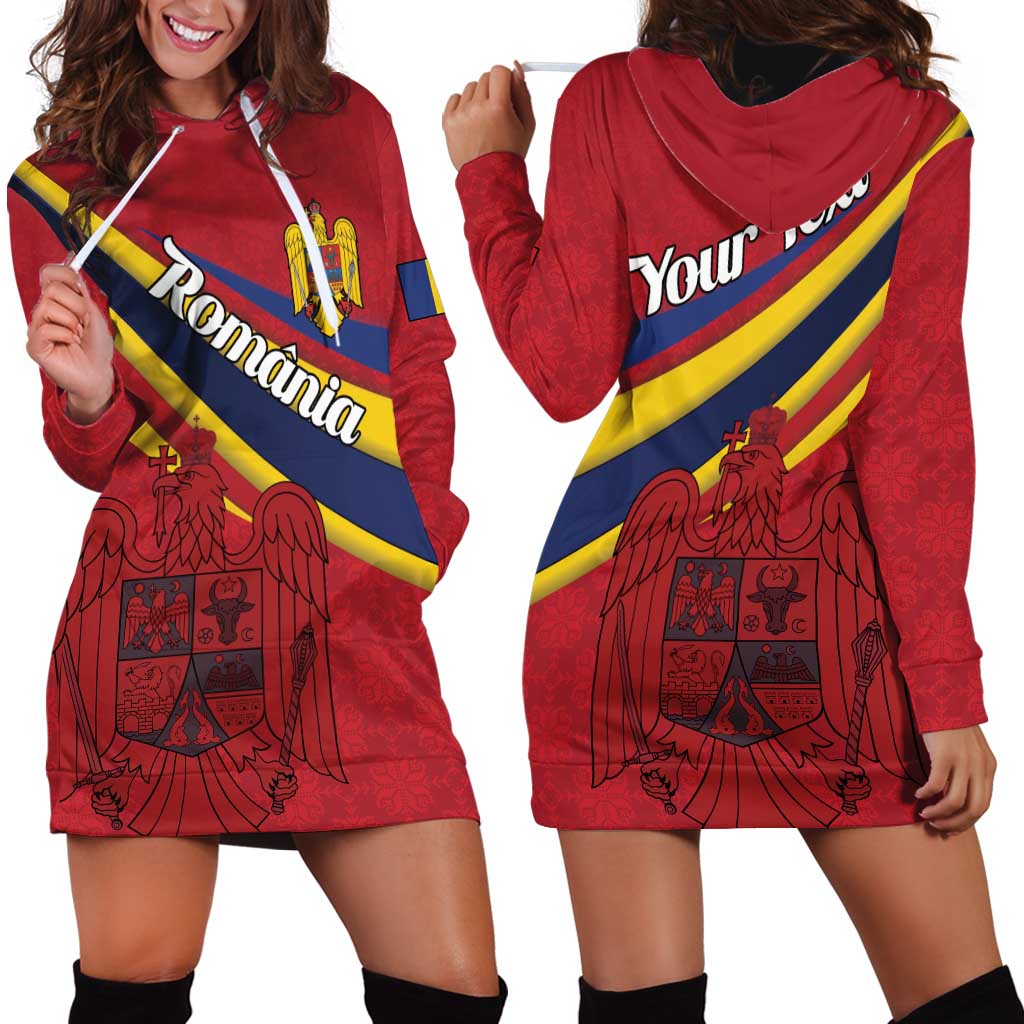 Personalized National Flag Of Romania Day Hoodie Dress Coat of arms