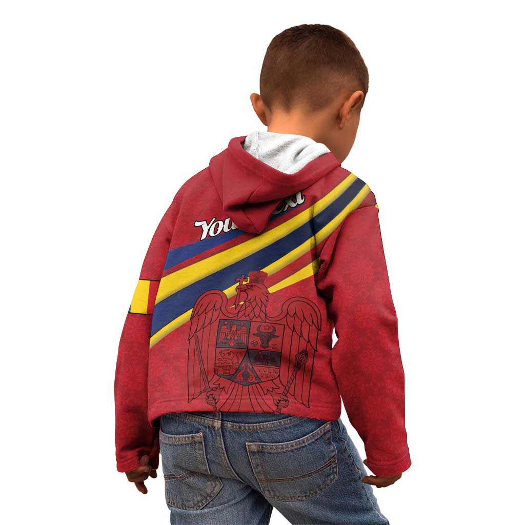 Personalized National Flag Of Romania Day Kid Hoodie Coat of arms