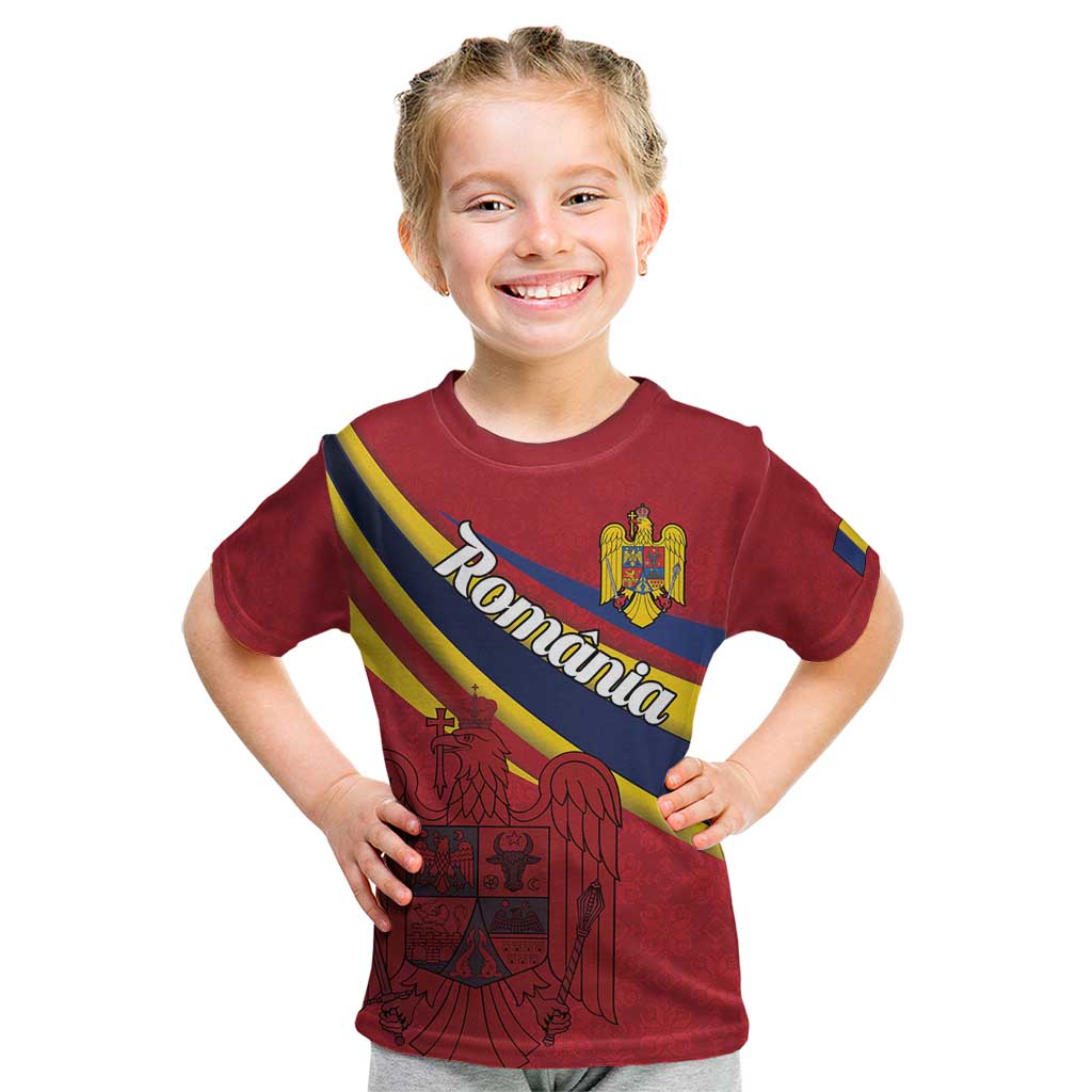 Personalized National Flag Of Romania Day Kid T Shirt Coat of arms