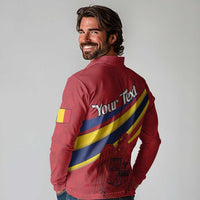 Personalized National Flag Of Romania Day Long Sleeve Polo Shirt Coat of arms