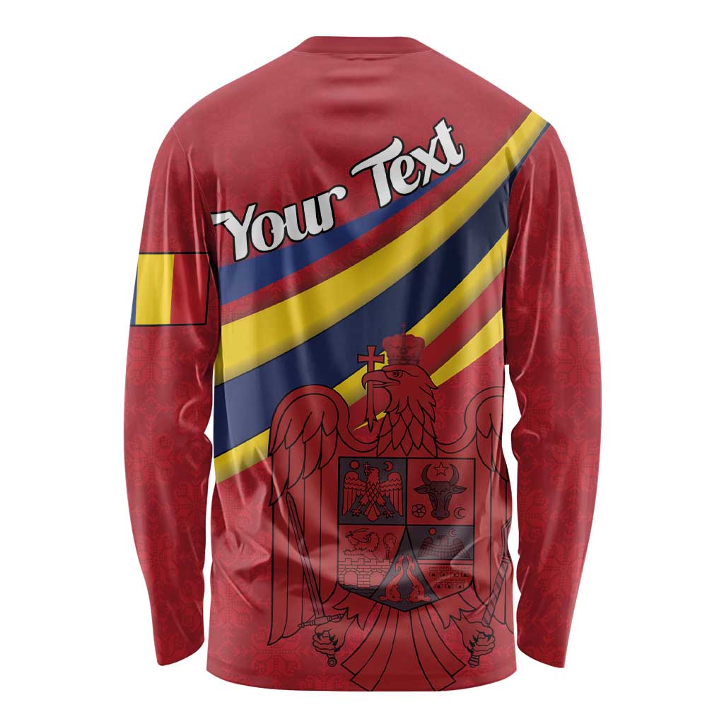 Personalized National Flag Of Romania Day Long Sleeve Shirt Coat of arms