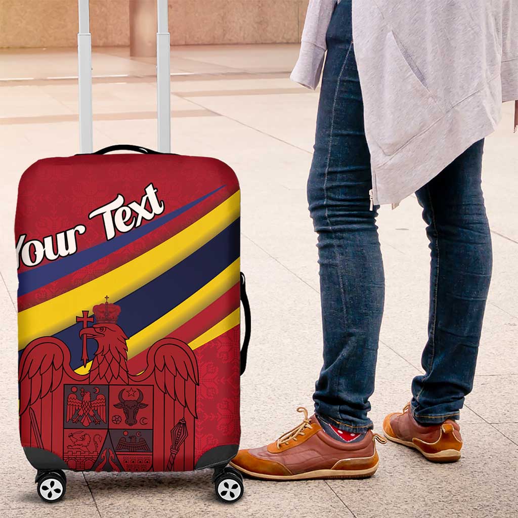 Personalized National Flag Of Romania Day Luggage Cover Coat of arms