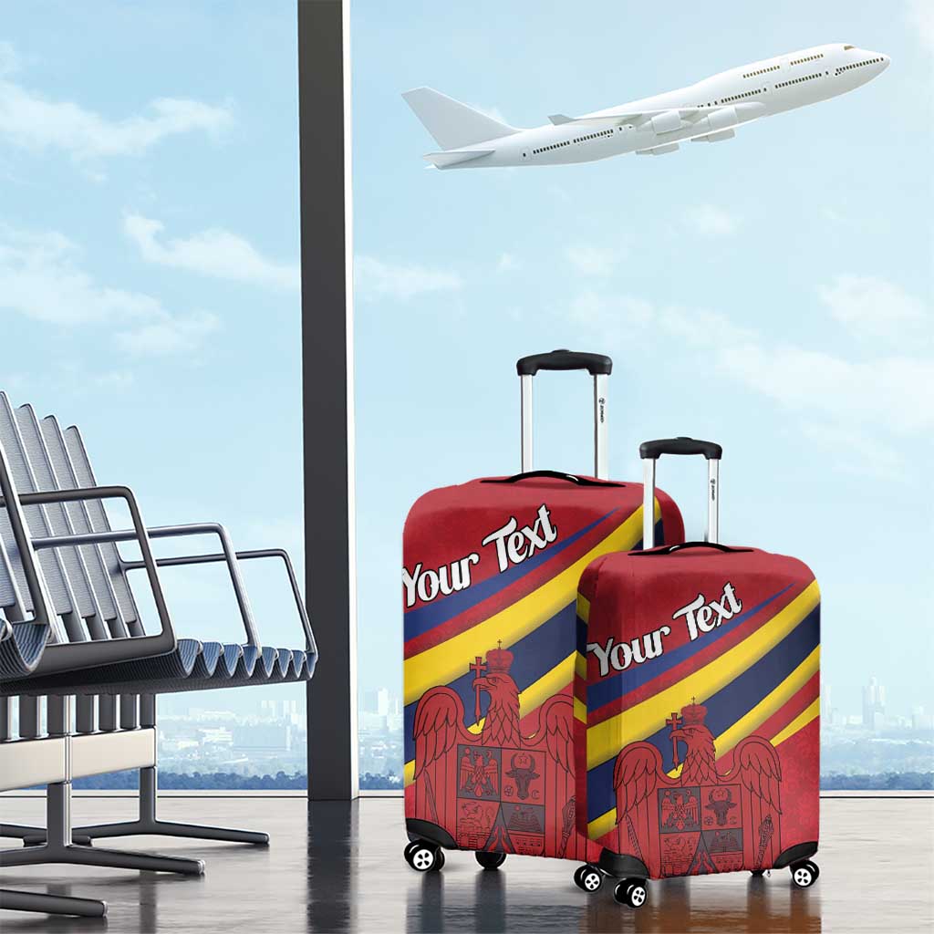 Personalized National Flag Of Romania Day Luggage Cover Coat of arms