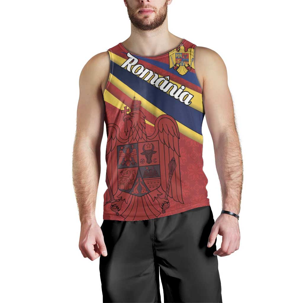 Personalized National Flag Of Romania Day Men Tank Top Coat of arms