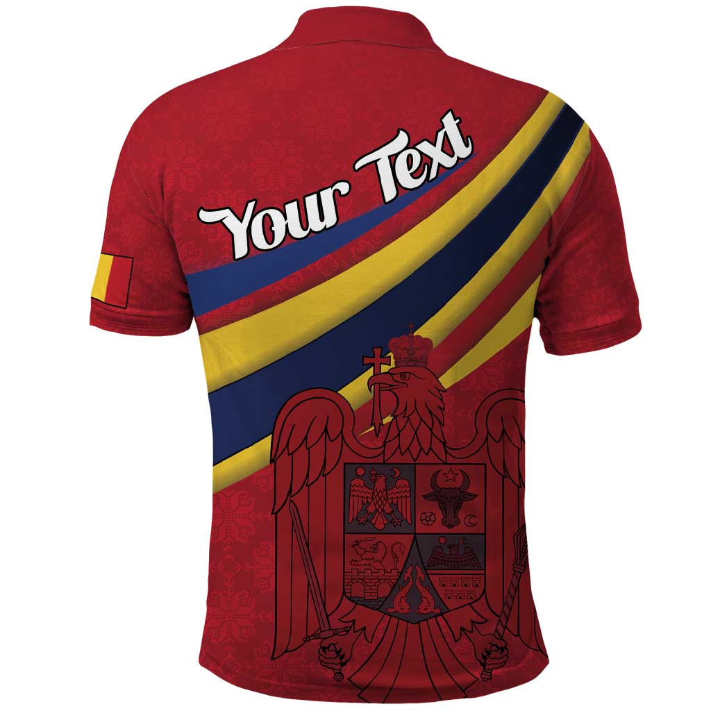 Personalized National Flag Of Romania Day Polo Shirt Coat of arms