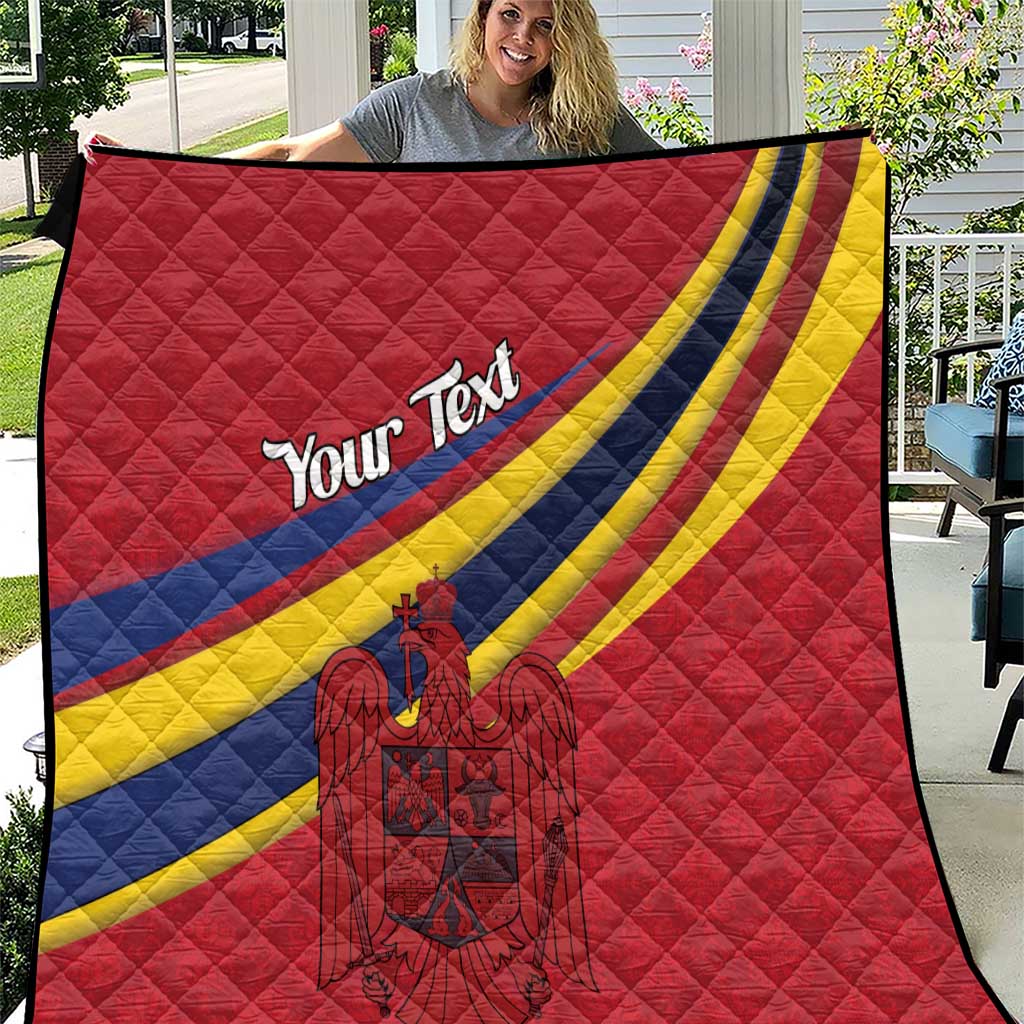 Personalized National Flag Of Romania Day Quilt Coat of arms